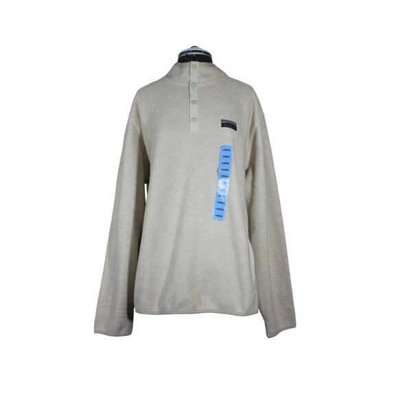 Eddie Bauer men's 1/4 snap mock neck knit classic fit sweater fleece pullover L - Picture 1 of 9